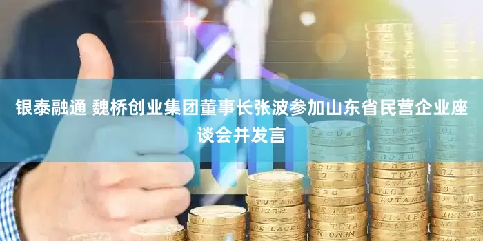 银泰融通 魏桥创业集团董事长张波参加山东省民营企业座谈会并发言