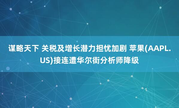 谋略天下 关税及增长潜力担忧加剧 苹果(AAPL.US)接连遭华尔街分析师降级